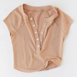 Out From Under Ribbed Reina Raglan Henley Tee